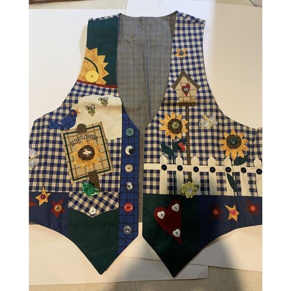 Amazing Vintage Handmade Patchwork Vest Cottage Core Farmhouse L/XL (LL18) - Picture 1 of 10